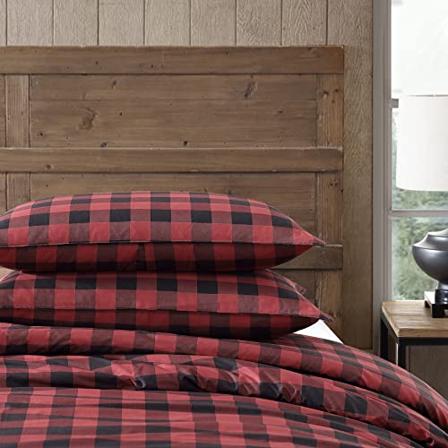 Image of Eddie Bauer - King Comforter Set, Cotton Reversible Bedding, Buffalo Plaid Bedding Set (Red /Black, King)