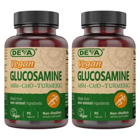 DEVA Vegan Glucosamine-MSM-CMO & Turmeric Supplement - Gluten Free Plant Based Nutritional Supplement - 90 Tablets (Pack of 2) Cover