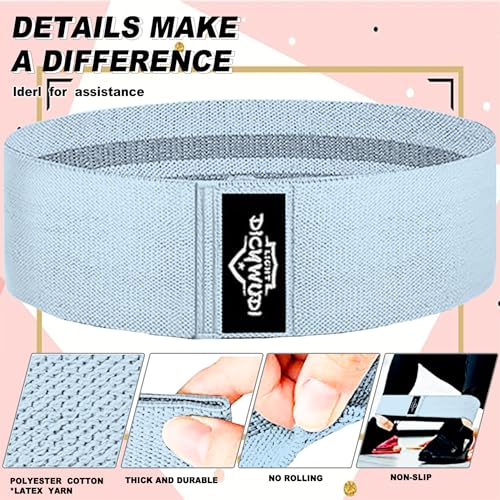 Image of DICYWUDI Fabric Resistance Bands for Working Out, 6Pack Non-Slip Exercise Bands for Women and Men, Fabric Booty Bands for Home, Fitness, Pilates, Stretching