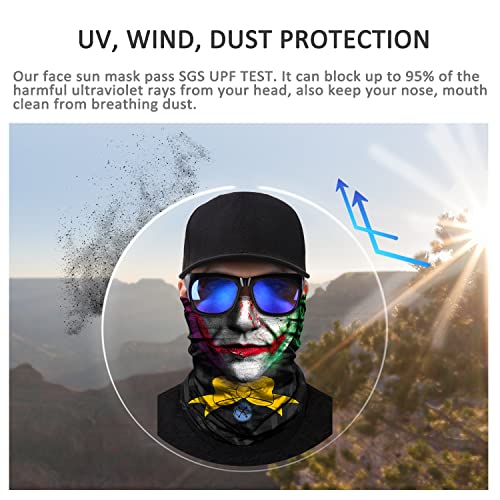 JOEYOUNG Skull Face Mask UV Sun Dust Neck Gaiter Bandana Headwear Motorcycle4