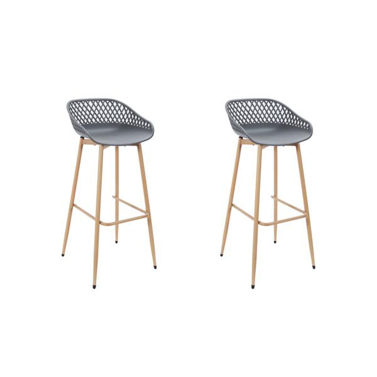 HOME DECO FACTORY Lot de 2 Tabourets de Bar Malaga Extérieur Gris et Marron