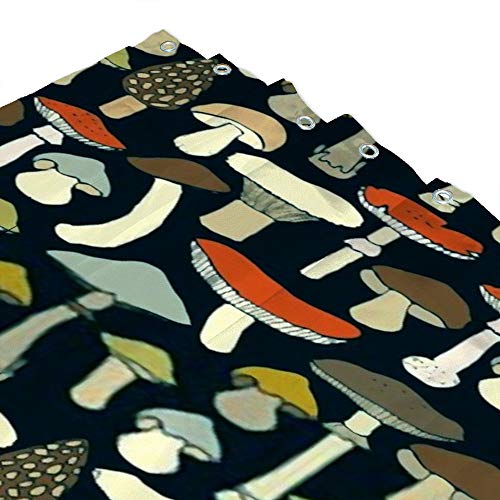 Rideau de douche imperméable à motif champignons avec crochets en C lavable - 4