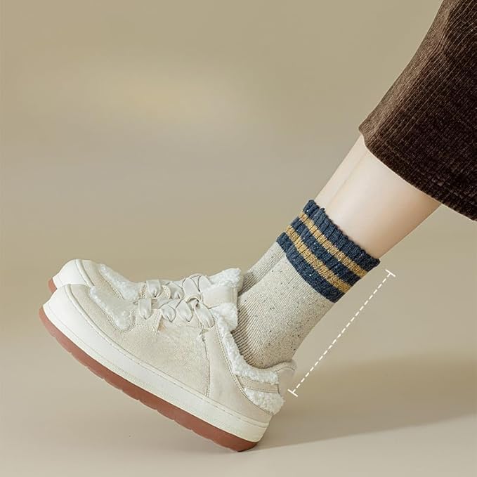 Image of Kelabia Vintage Thick Knit Wool Socks for Women Men Nordic Winter Cottagecore Warm Soft Socks