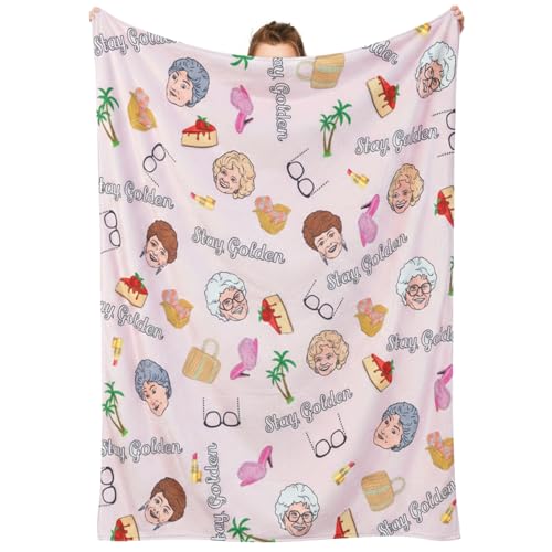PuGez Golden Girls Flannel Blanket GG Merchandise Gifts for Fans Stay Golden Throw Blanket for Bed Couch Sofa 60X50 (Pink)