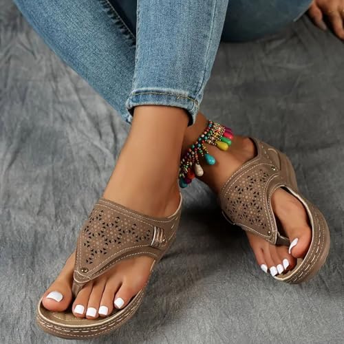 Orthopedic Sandals for Women 2025 Womens Sandals Comfortable Dressy Arch Support Wedge Slippers Wide Width Sandals3