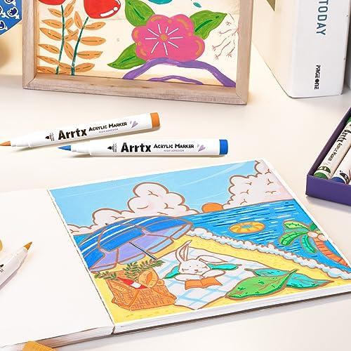 Image of Arrtx Acrylic Paint Pens 30B Colors Brush Tip Acrylic Pens Markers for Rock Painting Wood Ceramic Glass Canvas Metal Plastic Fabric Stone & DIY Project,Multi-Coloured