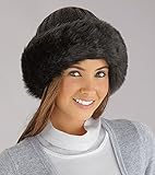 Faux Fur Trimmed Knit Hat Winter Gift Russian Warm Style Black
