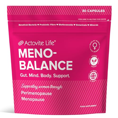 Actovite Meno-Balance | Menopause & Perimenopause Supplement for Women | Fluctuation Support | Zinc Chromium Hops Probiotics Prebiotics Lemon Extract | Gut Mind Body Balance | UK-Made | 1 Month Supply