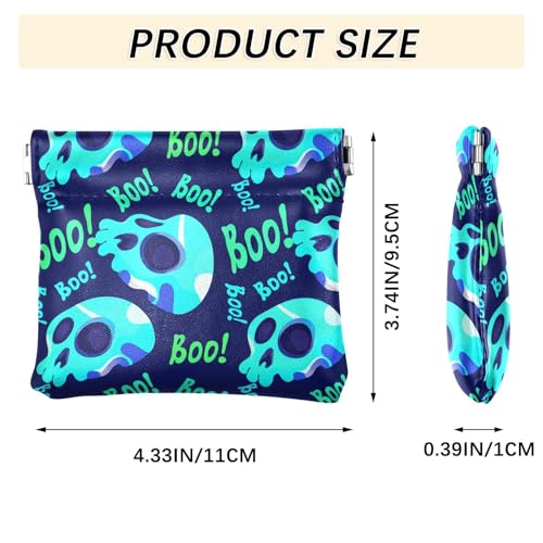 Graffiti Blue Skull Squeeze Coin Purse, Leather Coin Purse, Mini Wallet, Compact and Portable, Unisex3