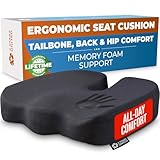 Seat Cushion for Office Chairs - Fits 18'x14' Seats, Tailbone, Coccyx Pain Relief - Butt, Pressure & Sciatica Relief - Gaming, Wheelchair, Car & Desk Pillow, Black