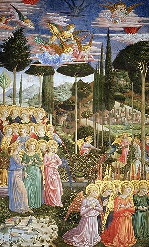Anges dans un paysage céleste poster Gozzoli déco murale chambre ados