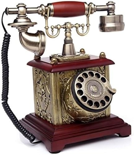 Miniatura 4 de XICHEN Teléfono con cable giratorio retro estilo retro de madera para el hogar y la oficina