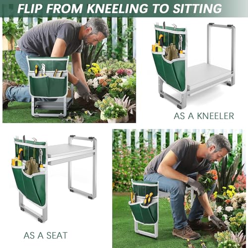 Image of Garden Kneeler and Seat, 10.2 inch Wider Heavy Duty Thick for Kneeling and Seat | Multifunctional Thick Gardening Bench for Kneeling and Seat, Gardening Gifts for Women, Seniors Grandparents, Gray