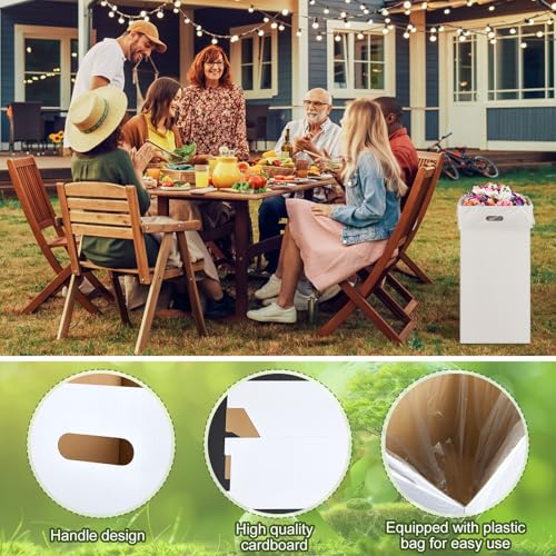Image of 10 Pack 30 Gallon Recycling Bins Cardboard Trash Cans Disposable and Reusable Corrugated Cardboard Cans Bulk with 20 Garbage Bags for Parties Events(20 Gallon)