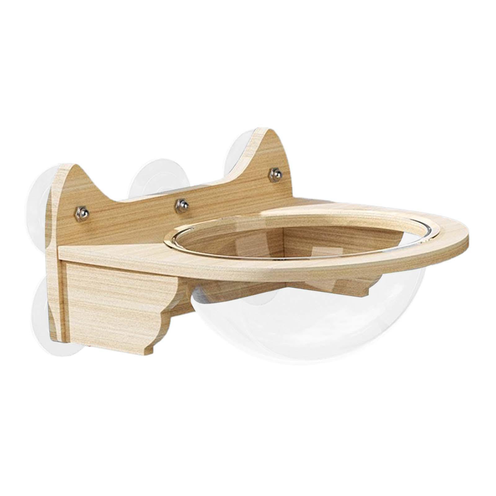 Perchoir de Fenêtre pour Chat Hamac Lit Capsule Spatiale Bois Support Mural Ventouse Structure Suspendue Facile à Enlever Adapté à L'Observation
