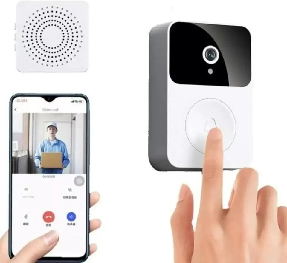Campainha Inteligente Sem Fio com Câmera e Áudio, Wi-Fi, Visão Noturna e App para Monitoramento em Tempo Real