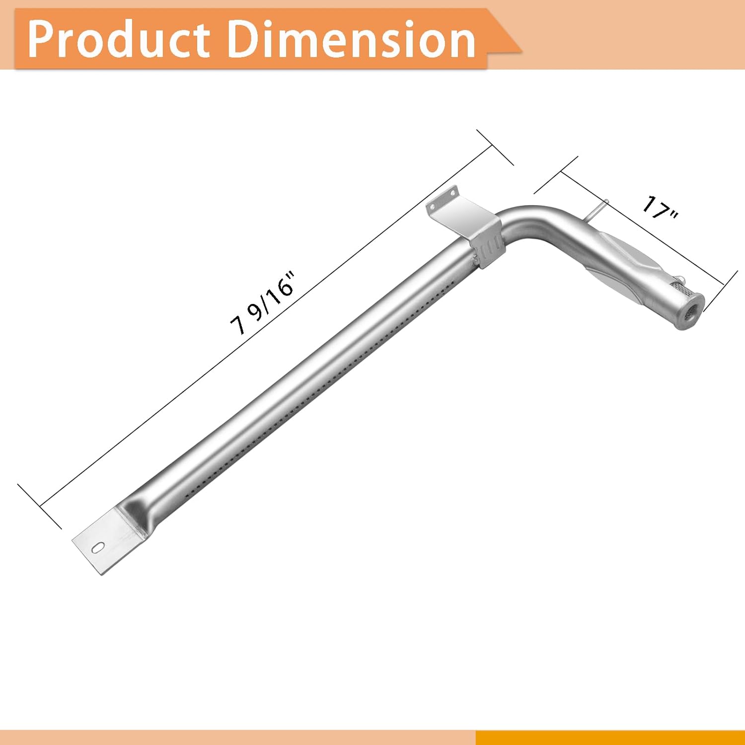 PB050012 Viking Appliance Oven Burner, Stainless Steel Burner Tube Gas Replacement for EVGIC305 VGIC365 VGRC605 VGSS480 VGIC367 VGSC300 VGSC305 VGSS300 Viking Range Parts, 2-Pack, 17 Inch