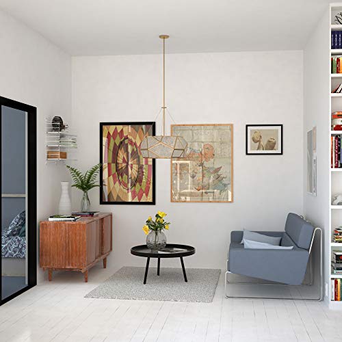 Vaxcel Euclid 5L Brass Mid-Century Modern Pendant Light Mercury Glass #TOP5