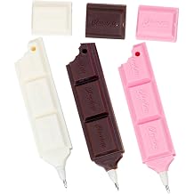 3pcs Chocolate Shape Ballpoint Pens, Cartoon Novelty Stationery Set White, Coffee Pink Colors, Smooth Ink for School, Office, and Party Supplies