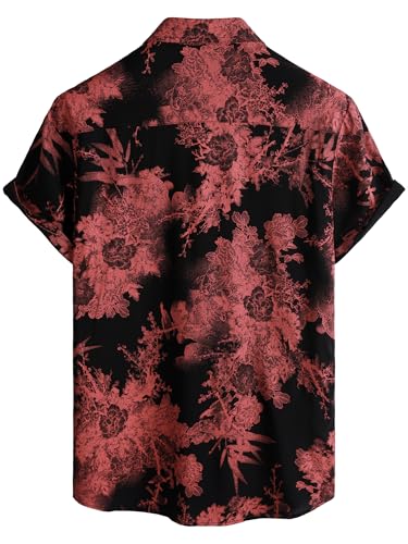 Image of JOTOOK Mens Hawaiian Shirt Short Sleeve Button Down Tropical Shirts Casual Floral Summer Beach Shirt