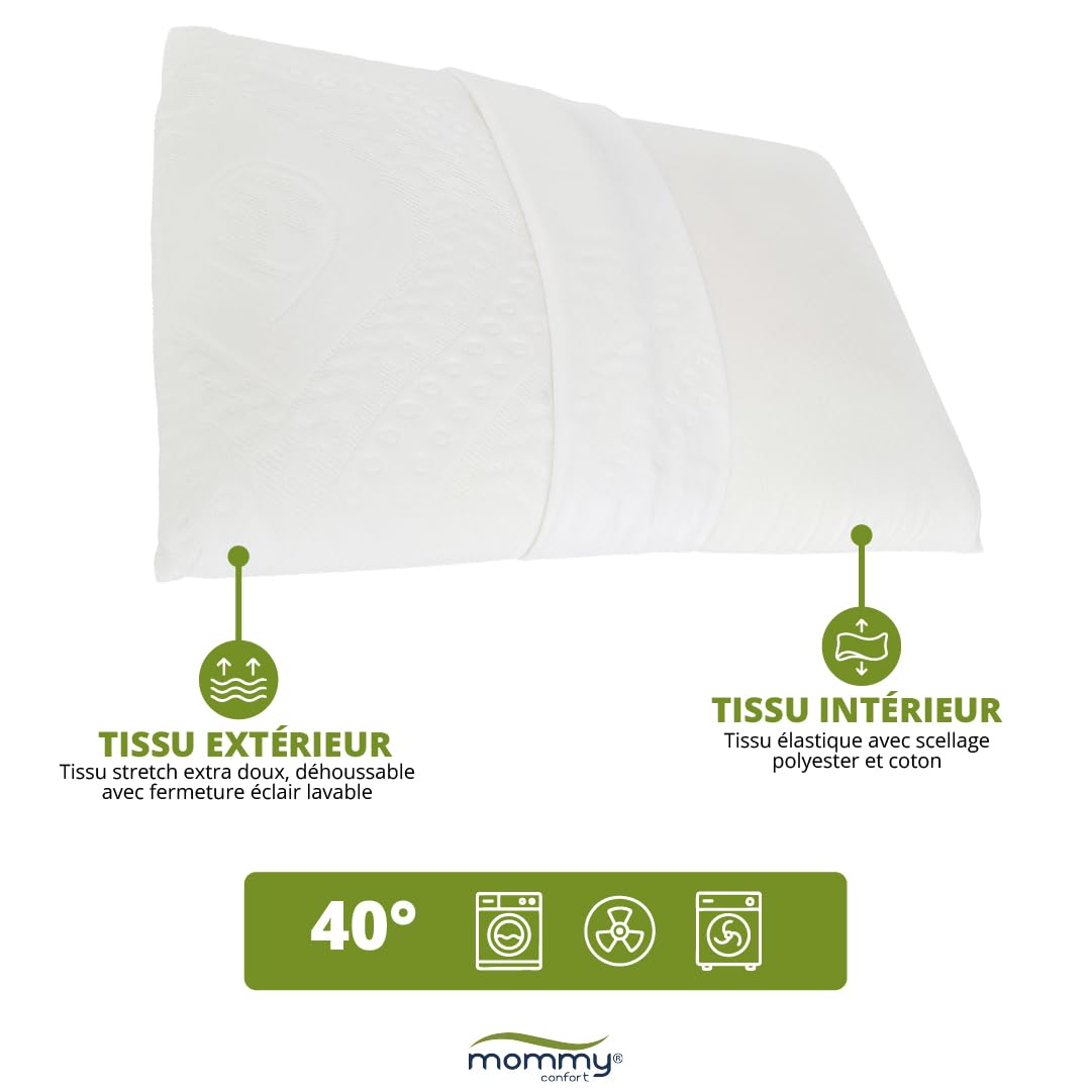 Oreiller Enfant Viscoélastique 40X60X6 Ergonomique Respirant Hypoallergénique Soutien Cervical Bébé Enfant 2 À 8 Ans pour Lit Bébé Et Lit Junior 90X190 Housse Lavable Douce