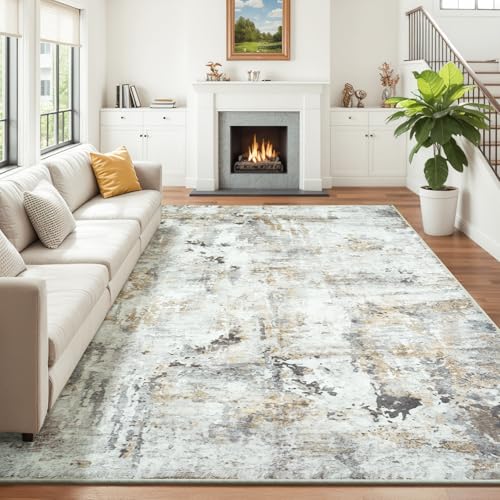 Carpelux 8x10 Area Rugs for Living Room, Abstract Neutral Large Washable Rug, Indoor Soft Non-Slip...