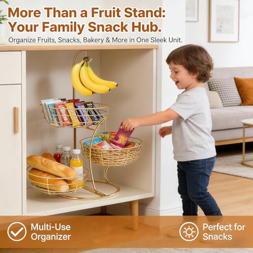 Organizador de frutas para encimera y despensa de metal con 3 niveles 8