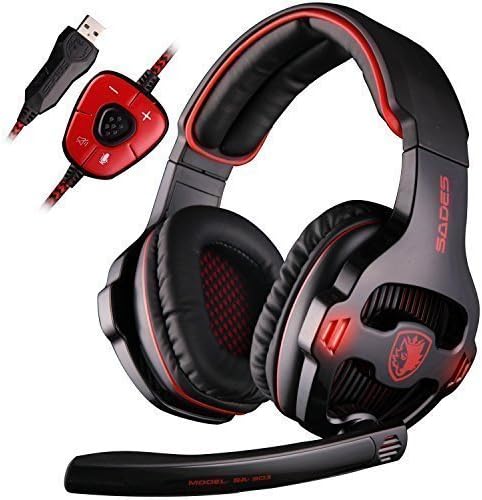 SADES SA903 USB 7.1 Surround Sound Stereo PC Gaming Headset Headphone with  Microphone Volume-Control LED light (Black): Gaming Headsets: Amazon.com.au
