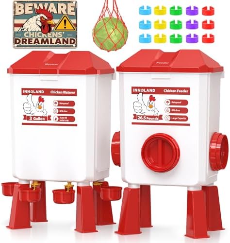 INNOLAND Futterautomat Hühner und Hühnertränke – 12 kg/11 L
