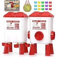 Futterautomat Hühner und Hühnertränke – 12 kg/11 L, Wassertränke Hühner mit 4 Bechern und 3 Futteröffnungen, Keine Verschwendung, Geflügeltränke, Hühnerzubehör für Hennen/Enten/Geflügel