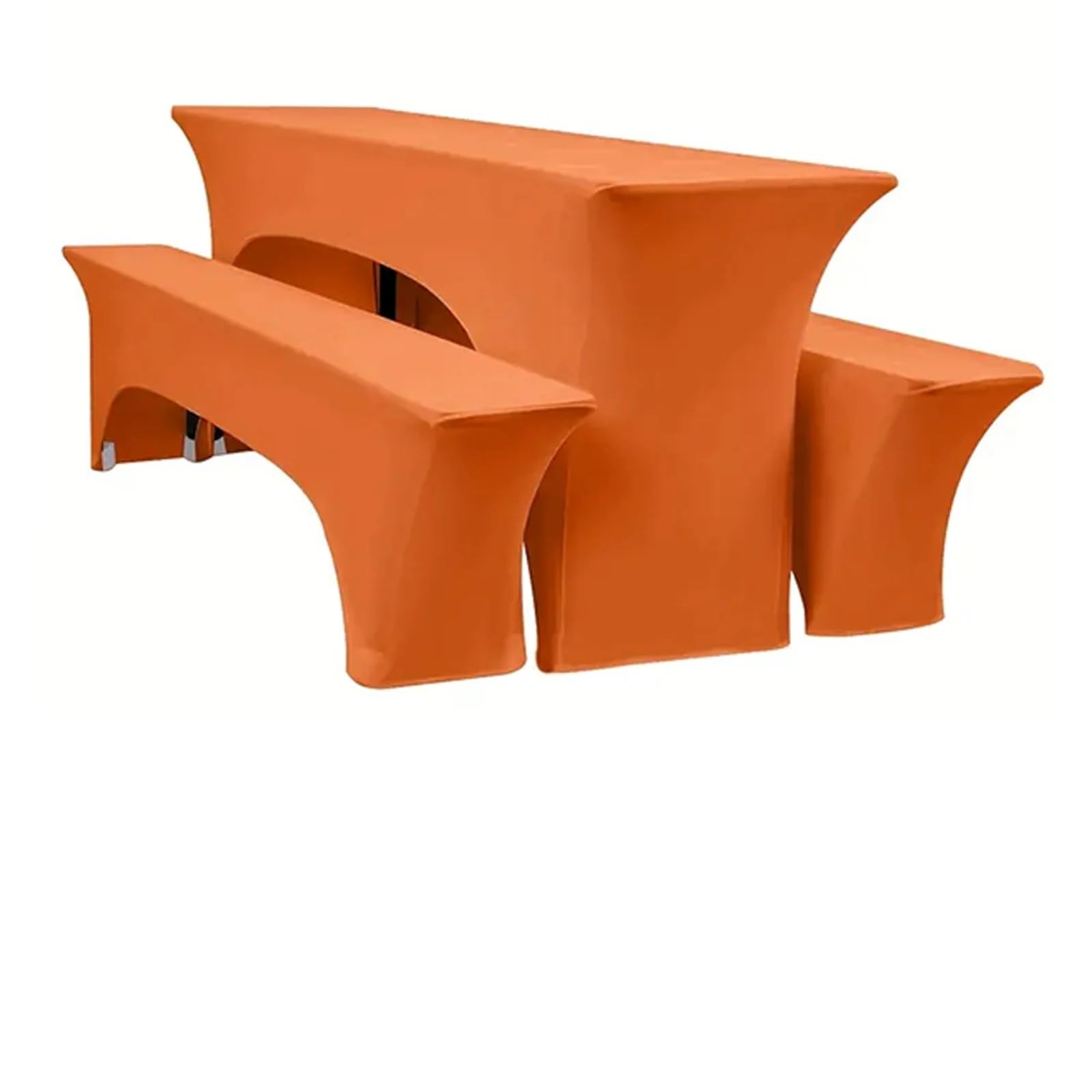 SUBLXPoten Cocktail Table Cover 3Pcs Spandex Table Cover Open Back Fitted Polyester Tablecloth Stretch Washable Tablecover Toppers for Home(Orange,50x220cm)
