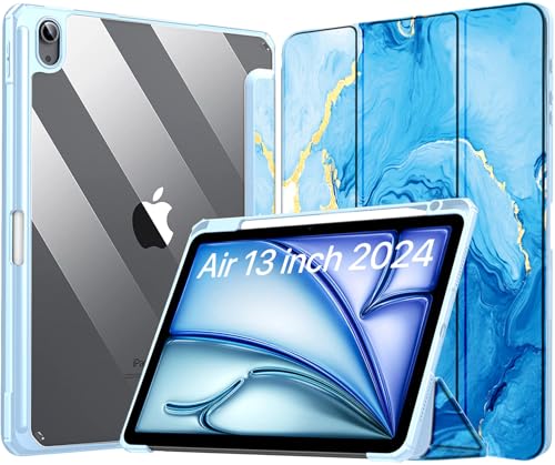 Robustrion for iPad Air 13 inch Cover Case with [Pencil Holder] [Transparent Back] Hybrid Case Cover for iPad Air 13 inch 2024 [Auto Sleep Wake Support] - Ocean Blue (B0D5W9T6FR) Amazon Price History, Amazon Price Tracker