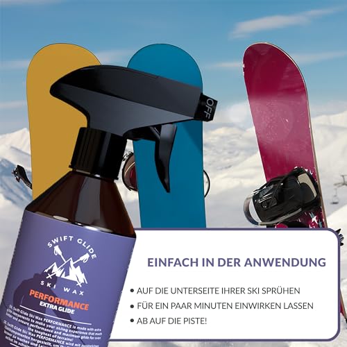 Foto von Swift Glide Skiwachs Spray – 250 ml – Flüssigwachs für Ski und Langlaufski & Snowboard Wax | Hochleistungs Ski Wax für alle Bedingungen, Wachsspray für Ski | Umweltfreundliches Ski Wachs