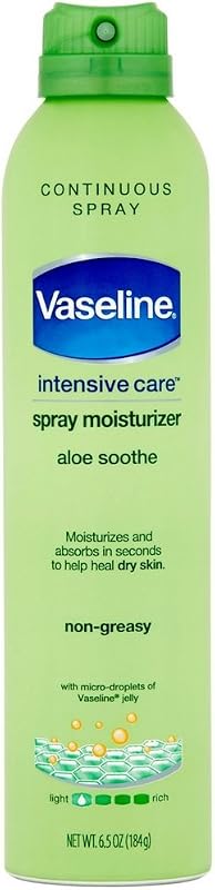 Vaseline Spray & Go Moisturizer, Aloe Fresh, 6.5 oz (Pack of 3)