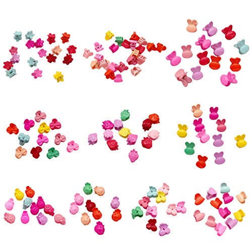 Child Girls Cute Flower Bunny Fruit Shaped Mini Side Hair Claws Grab Plastic Sweet Candy Color Cute Hairpin Clips Barrettes With Teeth 10 Styles