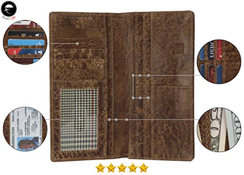 Image of RFID Blocking Mens Genuine leather Bifold Long Wallet