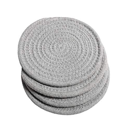 image for SHACOS Cotton Rope Woven Trivets 7 inch Hot Pads Potholders Set of 4 T
