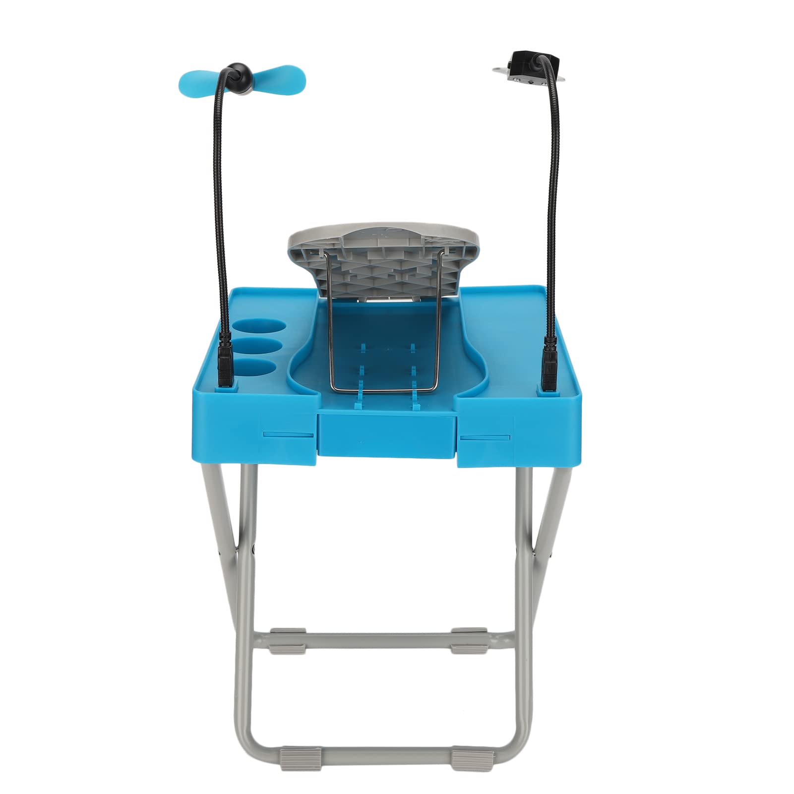 Accesorios para Pedicura de Uñas, Juego de Reposapiés Plegable Ajustable en Altura Con Ventilador de Secado y Lupas, Estación Portátil Estable para Soporte de Pies
