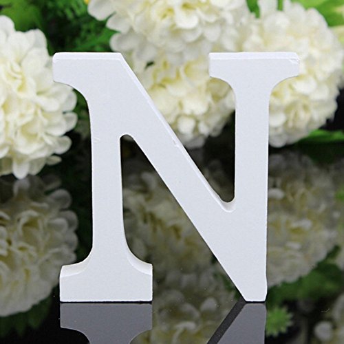 Freeas Décoratif Bois Lettres, 26 Alphabet Blanc Lettres en Bois pour Déco Nom des Enfants Fête...