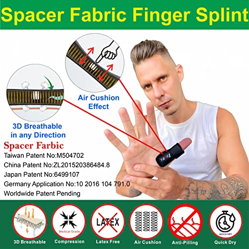 Irufa, Fs-Os-11, 3D Breathable Fabric Finger Splint, Stabilizer Brace Wrap Support For Trigger Broken, Curved Bent Mallet Locking Finger, Dislocation, Straightener, Pain Relief Black, One Pcs #TOP2