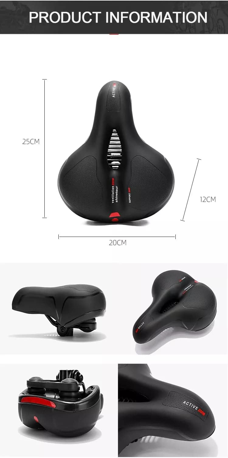 Brexem Oversized Comfort Bike Seat - Universal Fit for Peloton and Outdoor Bikes | Wide Soft Padded Saddle for High Comfort | Waterproof & Shock Absorbing | Enhanced Safety with Reflective Strip