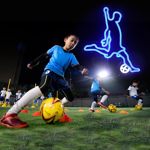 Image of Football Lover Neon Sign, Soccer Sport Neon Light Sign, Football Club Lights, Led Light Up Signs for Football Team Dormitory Man Cave, Bedroom Game Room Wall Art Decorations Christmas Birthday Gifts