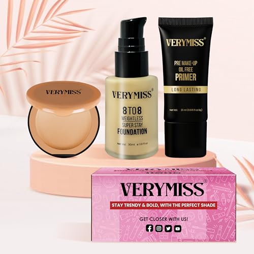 Image of Verymiss Premium Makeup Kit For Women & Girls I Primer + Foundatin + Compact Powder I Gift Set I Vegan (Pack of 3) (Combo 3)