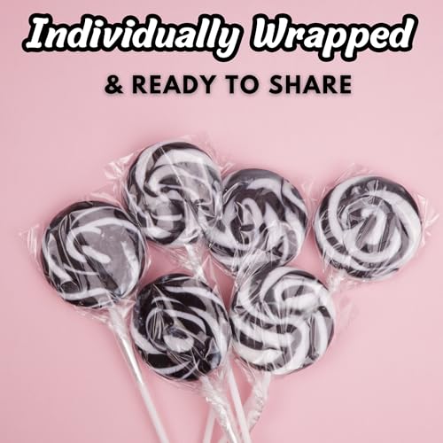 Halloween Black and White Swirl Lollipops, Spooky Candy, 48 Count - image 6