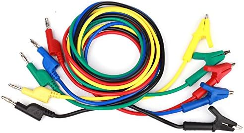 YEHAM 5 Colors 4MM Stackable Banana Plug and Alligator Clip Test Leads Use for Multimeter or Laboratory Electric Testing Work