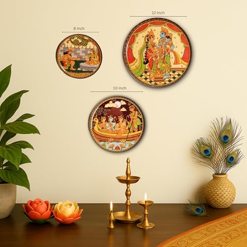 Image of RITUALISTIC Ramayan Wall Plates for home decor | metal wall decor items for living room | home decor and house warming gift items | wall art & showpiece | Set of 3