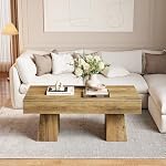Tribesigns Table Basse, Table d'appoint rectangulaire en Bois de 120 cm avec piètement épais, Meuble Bas Moderne pour Le Salon, idéal pour Prendre Un Cocktail ou Boire Le thé (Brun Rustique)