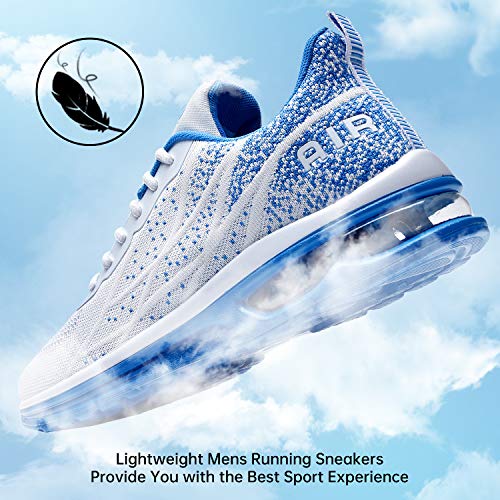 MEHOTO Mens Air Running Sneakers, Men Sport Fitness Gym Jogging Walking Lightweight Shoes, Color Lightblue, Size 10.5