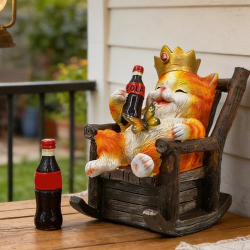 Statue de chat jardin extérieur solaire en résine pour pelouse - 4