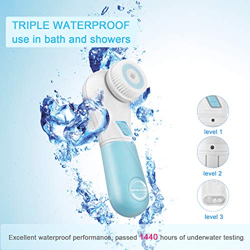 Facial Cleansing Brush,UMICKOO Face Brush Waterproof With 5 Exfoliating Heads,Rotary Spin Brush Cleansing System for Gentle Exfoliation and Deep Scrubbing